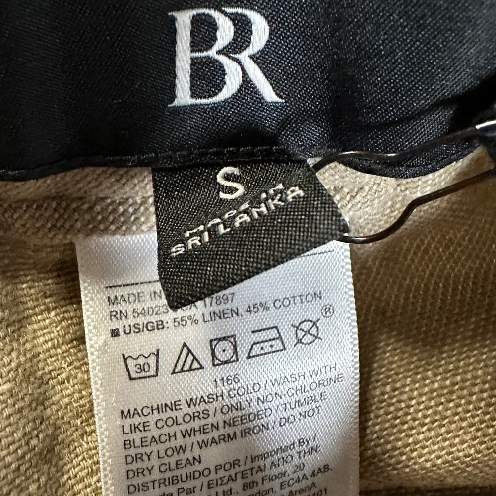 Banana Republic Linen‎ Blend Pants Small Tan Drawstring Pocket Straight Leg NEW